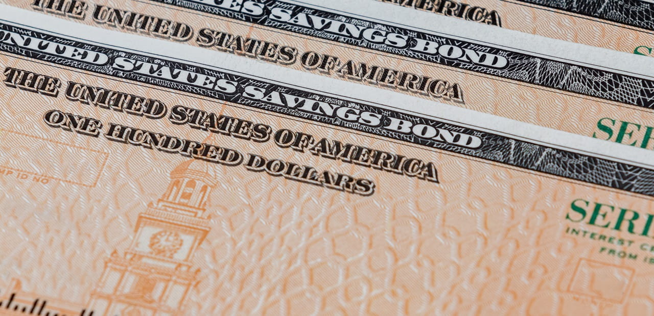 Stack of U.S. savings bonds