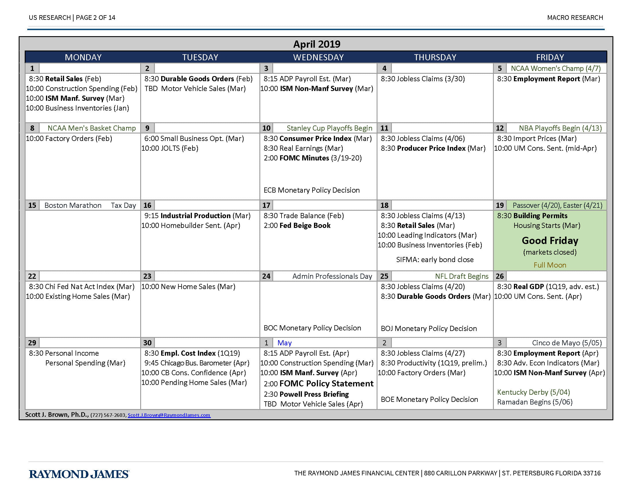 April Economic Calendar